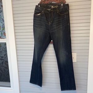 Men's Classic light distressed old navy Blue Jeans like new
